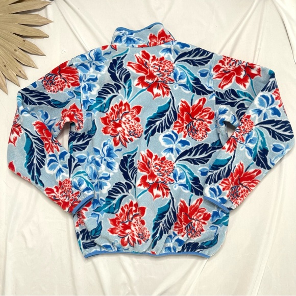 Patagonia Synchilla Snap T Manoa Dusk Blue Hawaiian Floral Pullover Sweatshirt - Picture 5 of 6